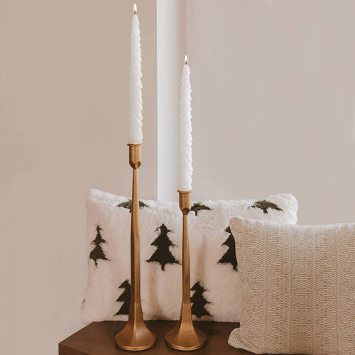 Cream Tree Taper Candles, Set of 2 - Christmas Decor