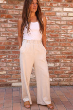 High Rise Linen Trousers | Oatmeal