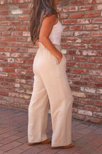 High Rise Linen Trousers | Oatmeal